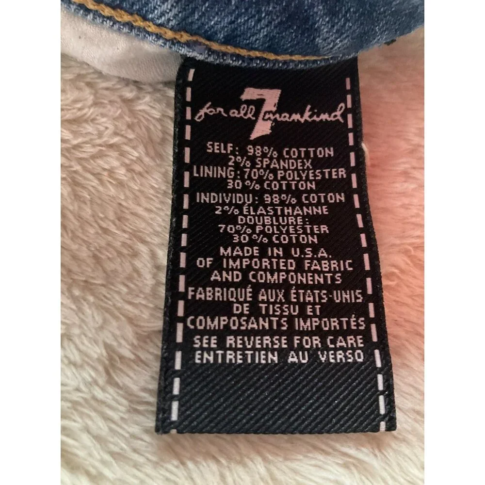 7 For all Mankind Women Sz.27 Denim Jean Shorts Hot pants Button fly  Distressed - Picture 5 of 11